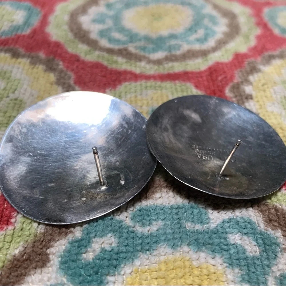 Vintage Yellowhorse abalone shield earrings sterling